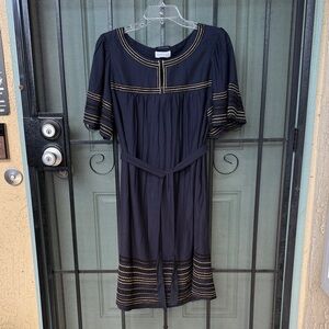 NWT Velvet by Graham & Spencer Black and Gold Embroidered Dress